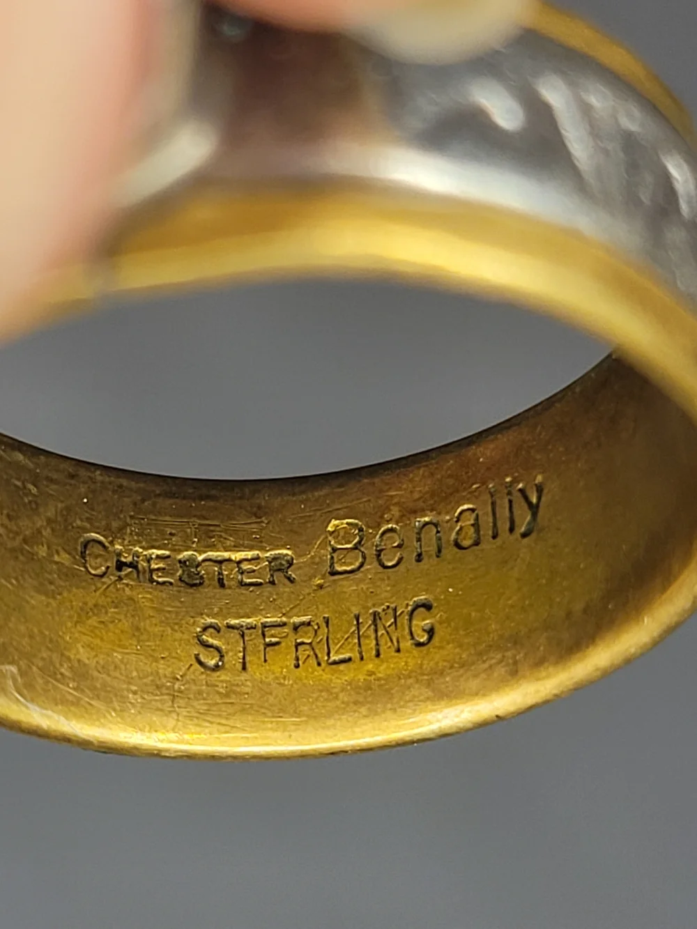 Chester Benally Sterling Silver Signed Navajo Ring Size 4.5 (C15)